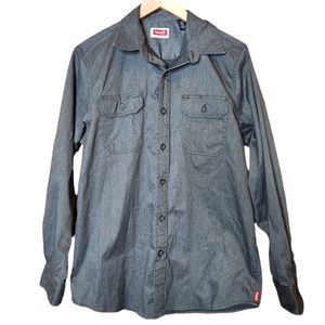 Wrangler Button Up Long Sleeve Dark Heather Gray Men's Size Medium